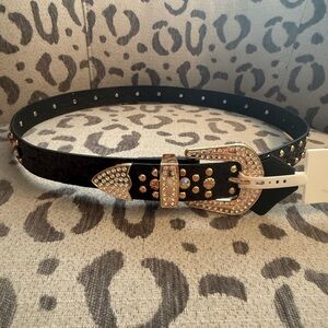 Black Rhinestone Studded Belt